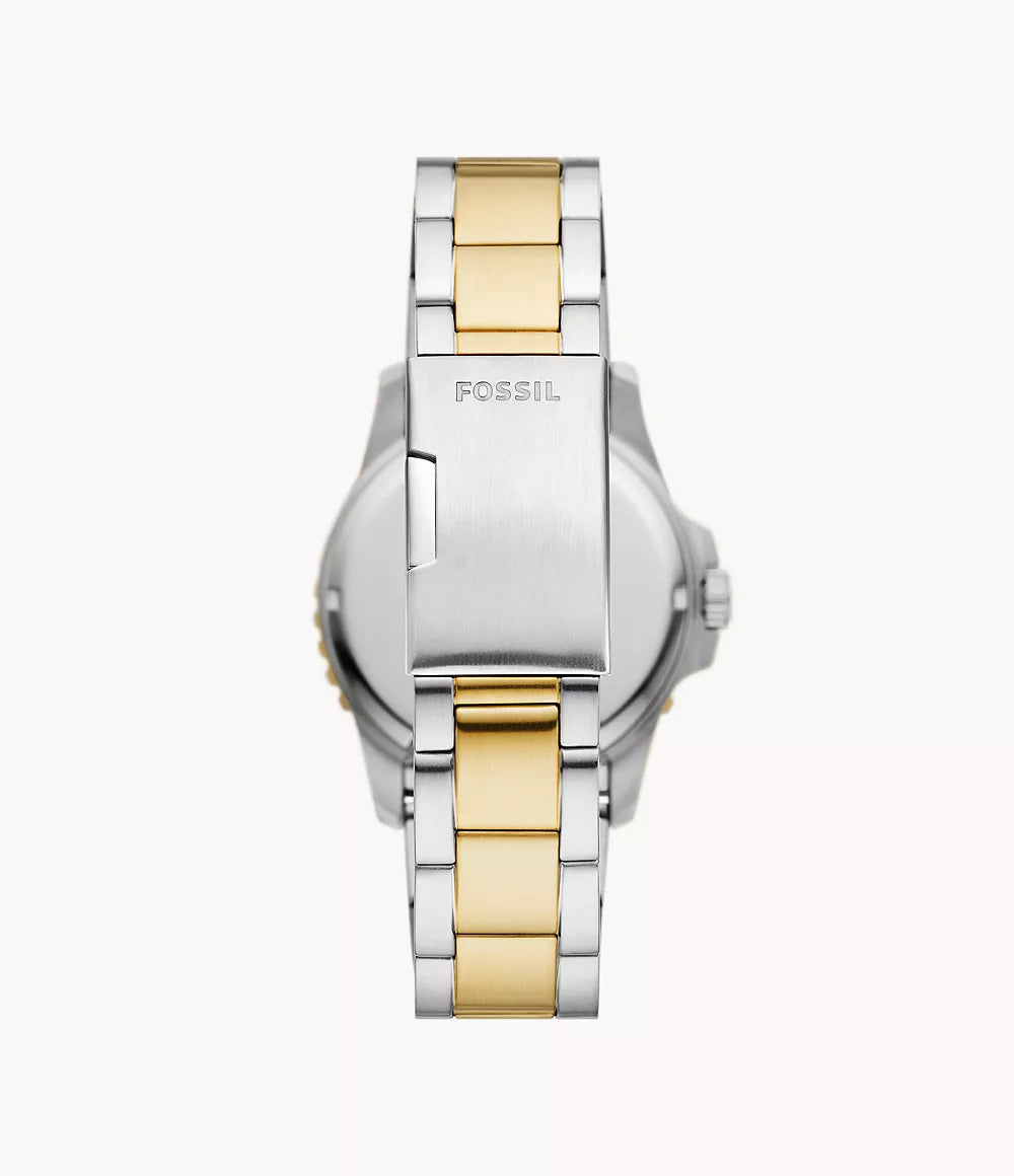 Fossil Blue Dive FS6034 Blue Dial Two-Tone Stainless Steel Men&