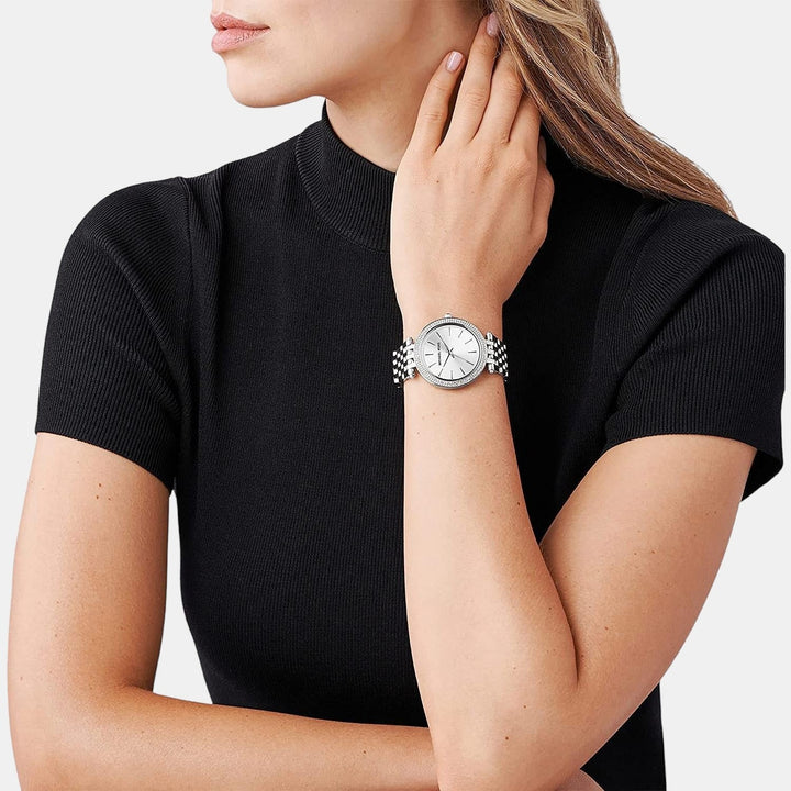 Michael Kors Darci MK3190 Silver-Tone Glitz Bezel Women&