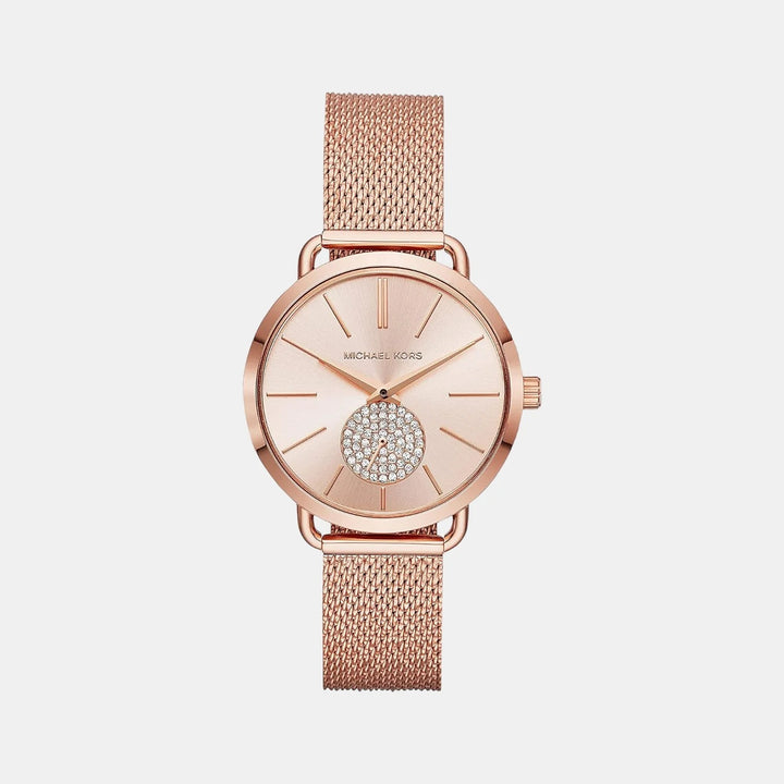 Michael Kors Portia MK3845 Gold-Tone Pavé Heart Dial Women&
