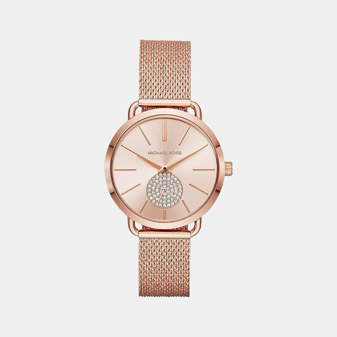 Michael Kors Portia MK3845 Gold-Tone Pavé Heart Dial Women&