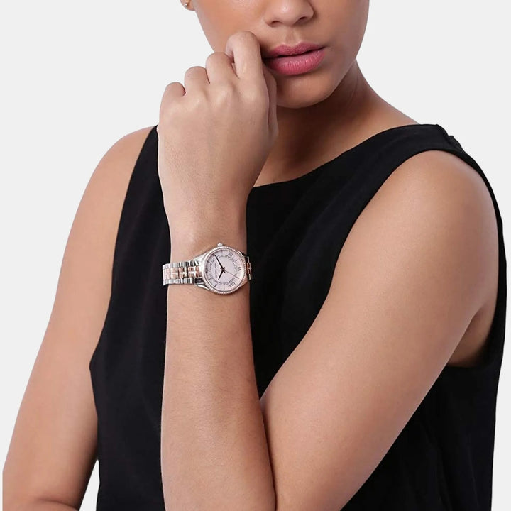 Michael Kors Lauryn MK3979 Rose Gold-Tone Pavé Stainless Steel Women&