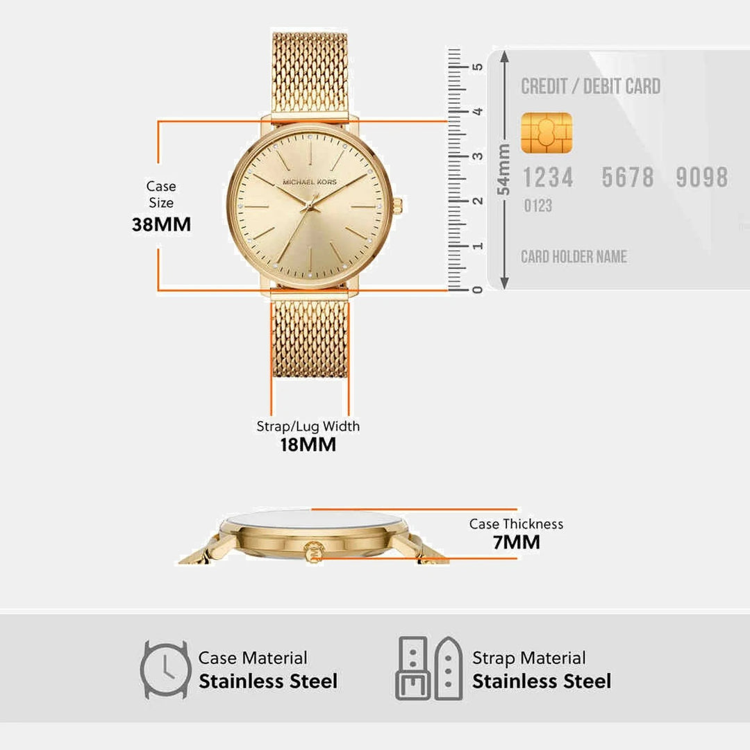 Michael Kors Pyper MK4339 Gold-Tone Logo Dial Women&
