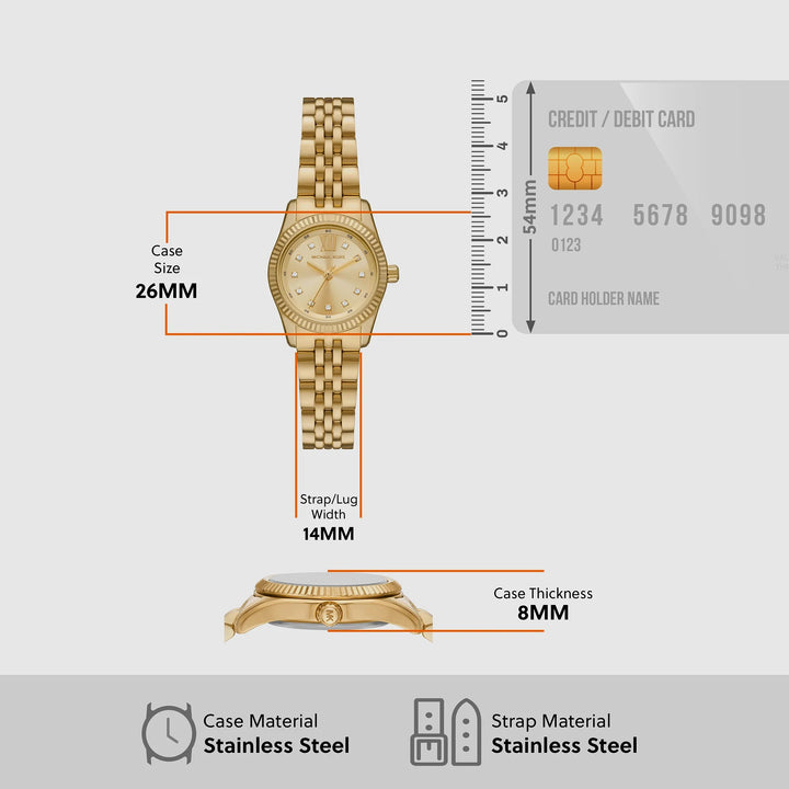 Michael Kors Camille MK4741 Pavé Gold-Tone Stainless Steel Women&