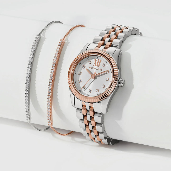 Michael Kors Lexington MK4817SET Gold-Tone Watch and Jewelry Women&