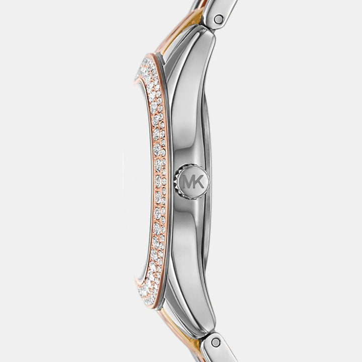 Michael Kors Harlowe MK4846 Silver-Tone Pavé Bezel Women&