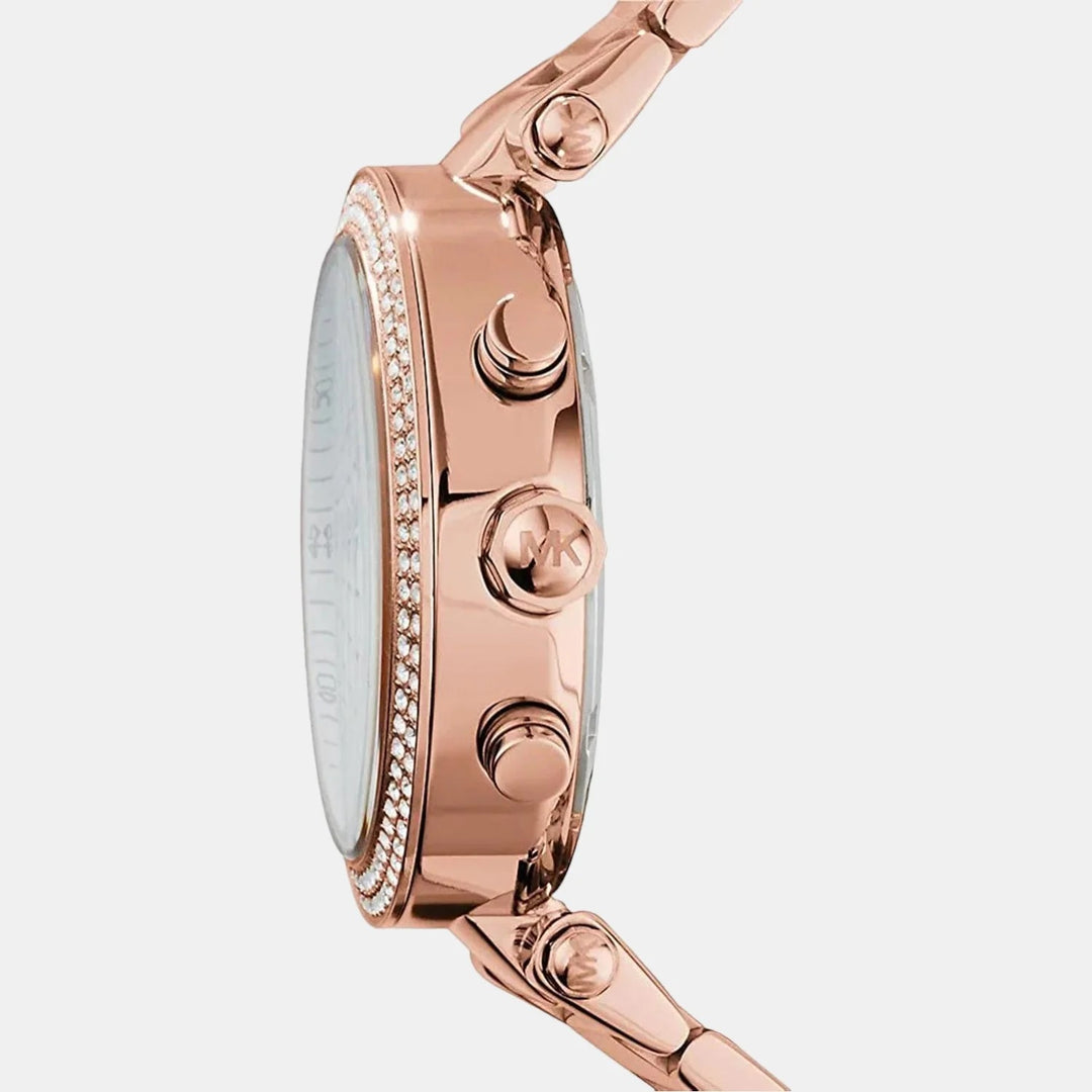 Michael Kors Parker MK5491 Rose Gold-Tone Pavé Chronograph Women&
