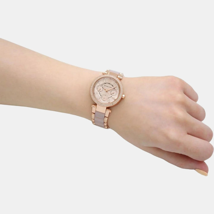 Michael Kors Mini Parker MK6110 Rose Gold-Tone Pavé Women&