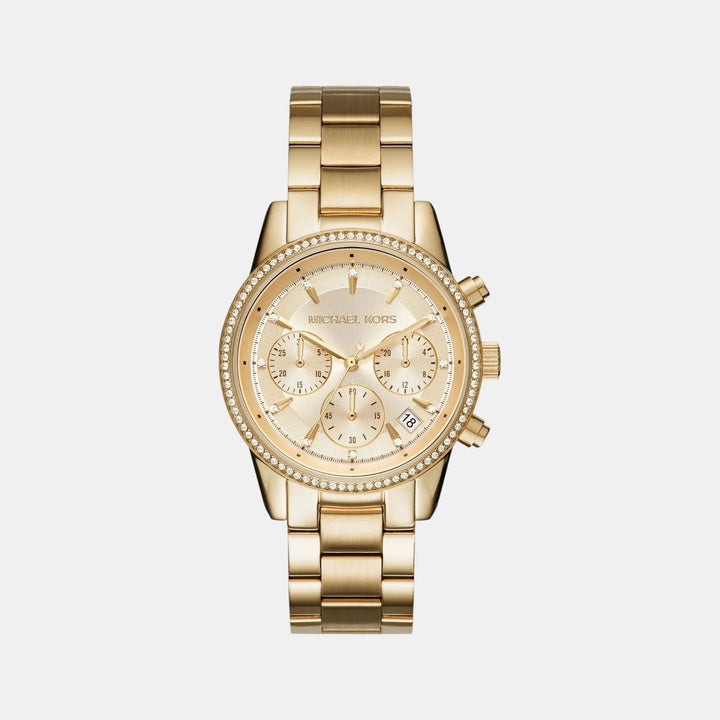 Michael Kors Bryant MK6356 Gold-Tone Pavé Chronograph Women&