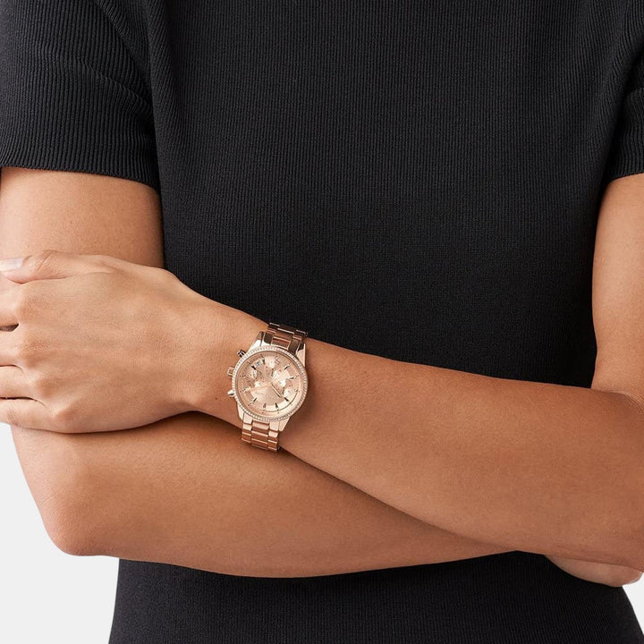 Michael Kors Bryant MK6357 Rose Gold-Tone Pavé Chronograph Women&