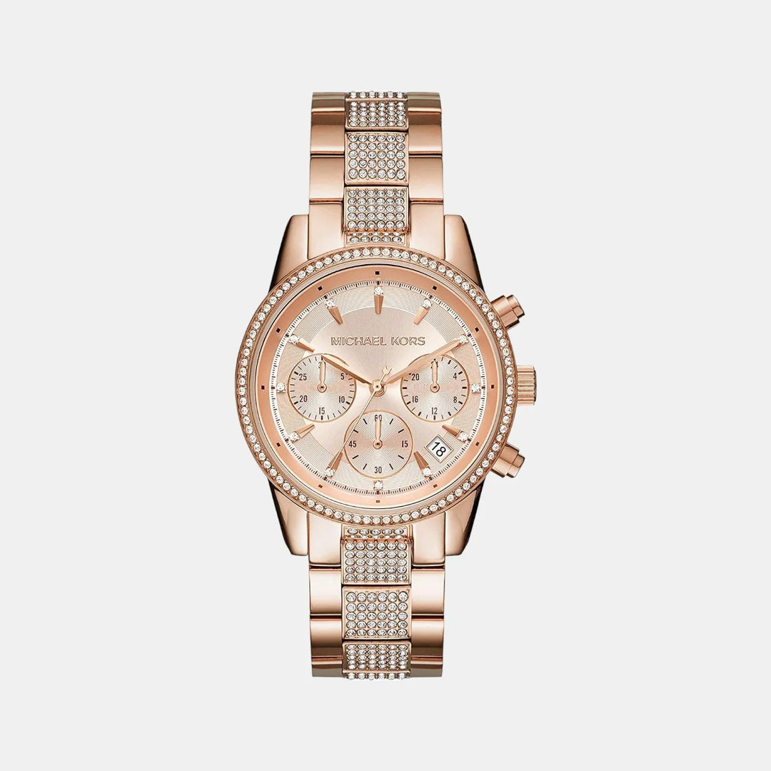 Michael Kors Bryant MK6485 Rose Gold-Tone Pavé Acetate Women&