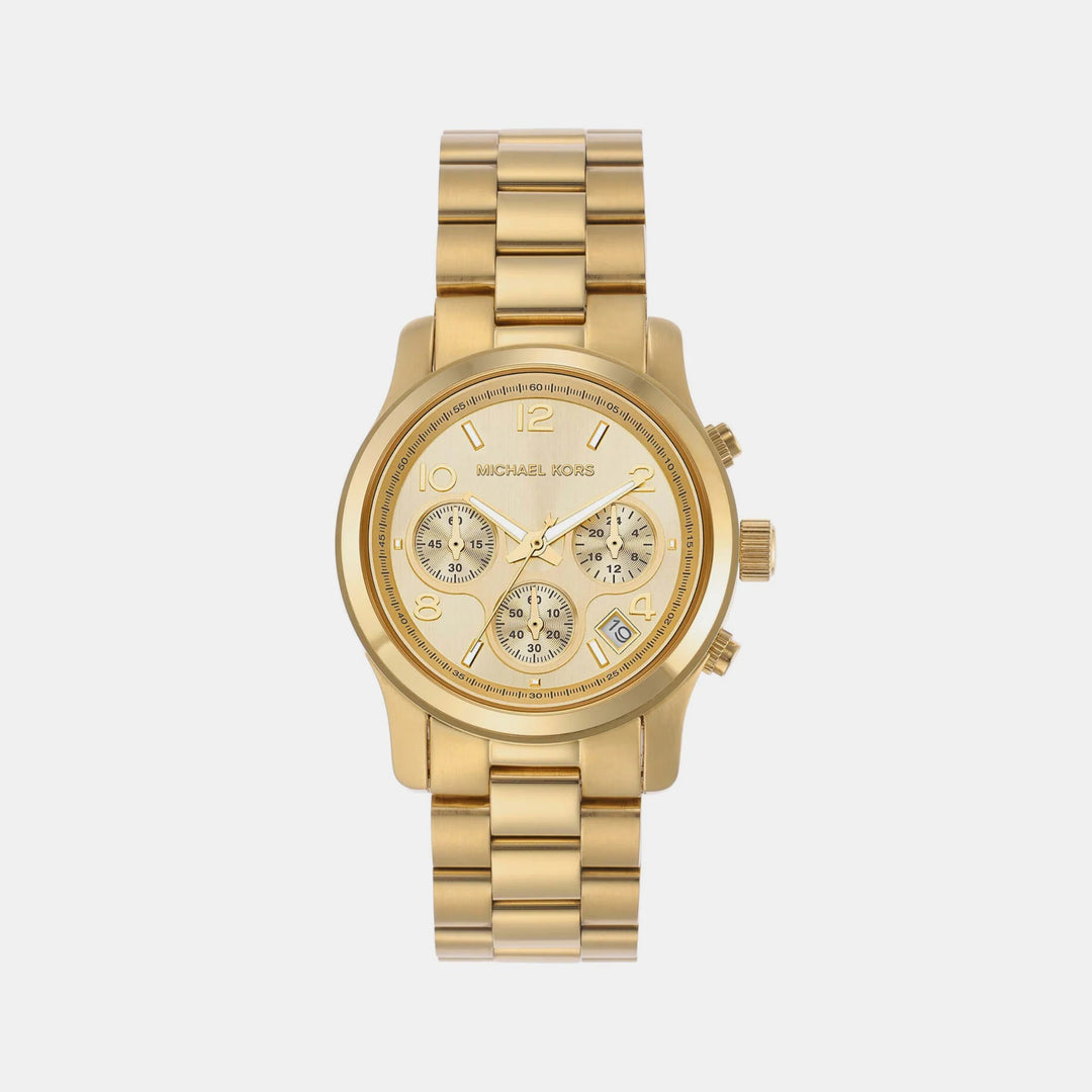 Michael Kors Runway MK7323 Gold-Tone Pavé Chronograph Women&
