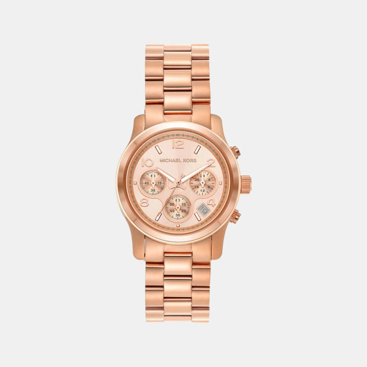 Michael Kors Runway MK7324 Rose Gold-Tone Pavé Chronograph Women&