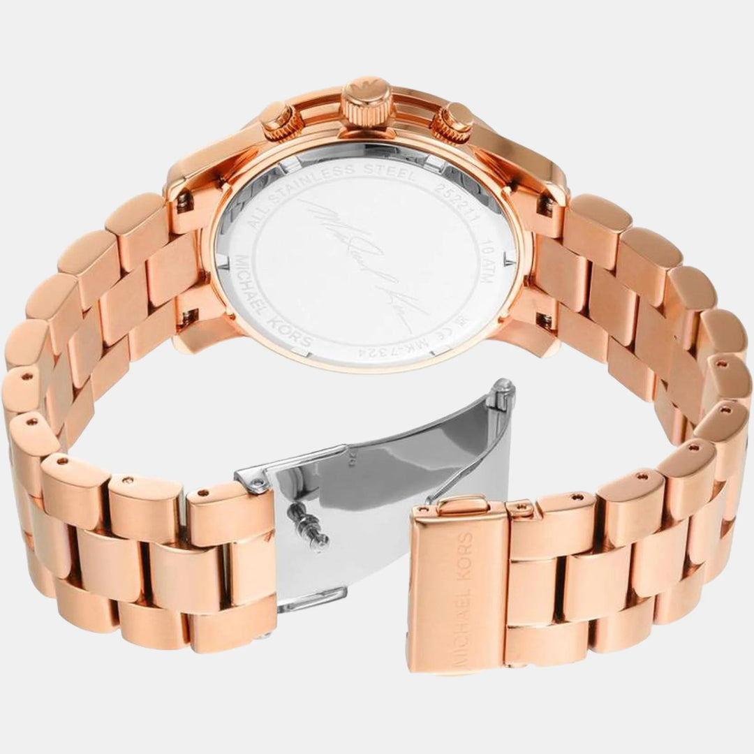 Michael Kors Runway MK7324 Rose Gold-Tone Pavé Chronograph Women&
