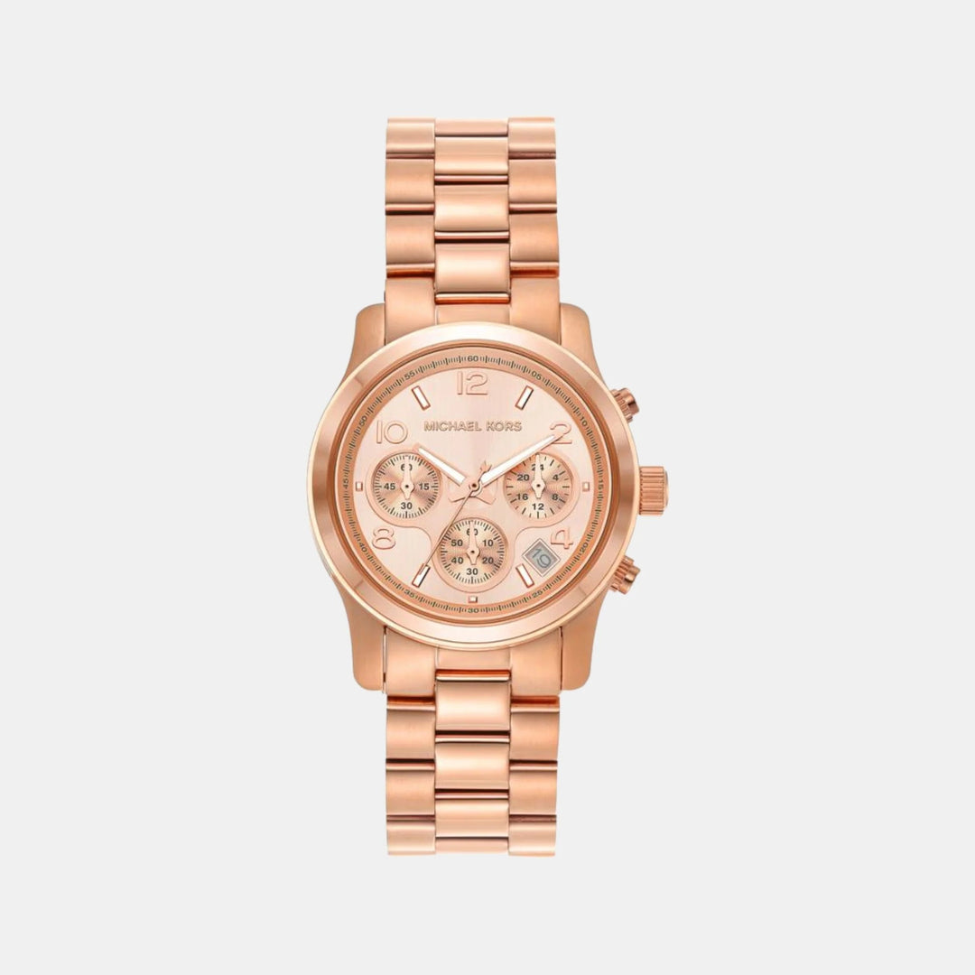 Michael Kors Runway MK7324 Rose Gold-Tone Pavé Chronograph Women&