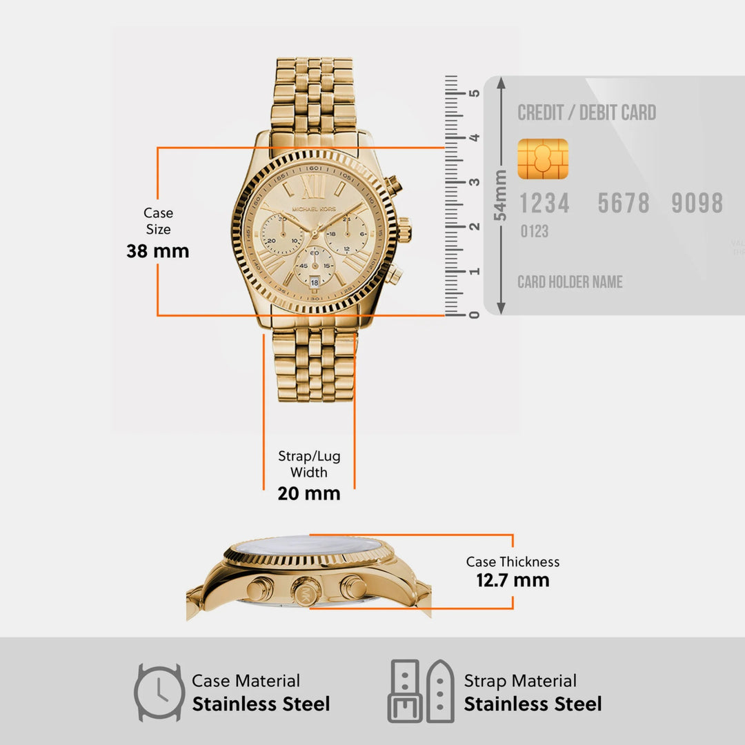 Michael Kors Oversized Lexington MK7378 Gold-Tone Stainless Steel Women&