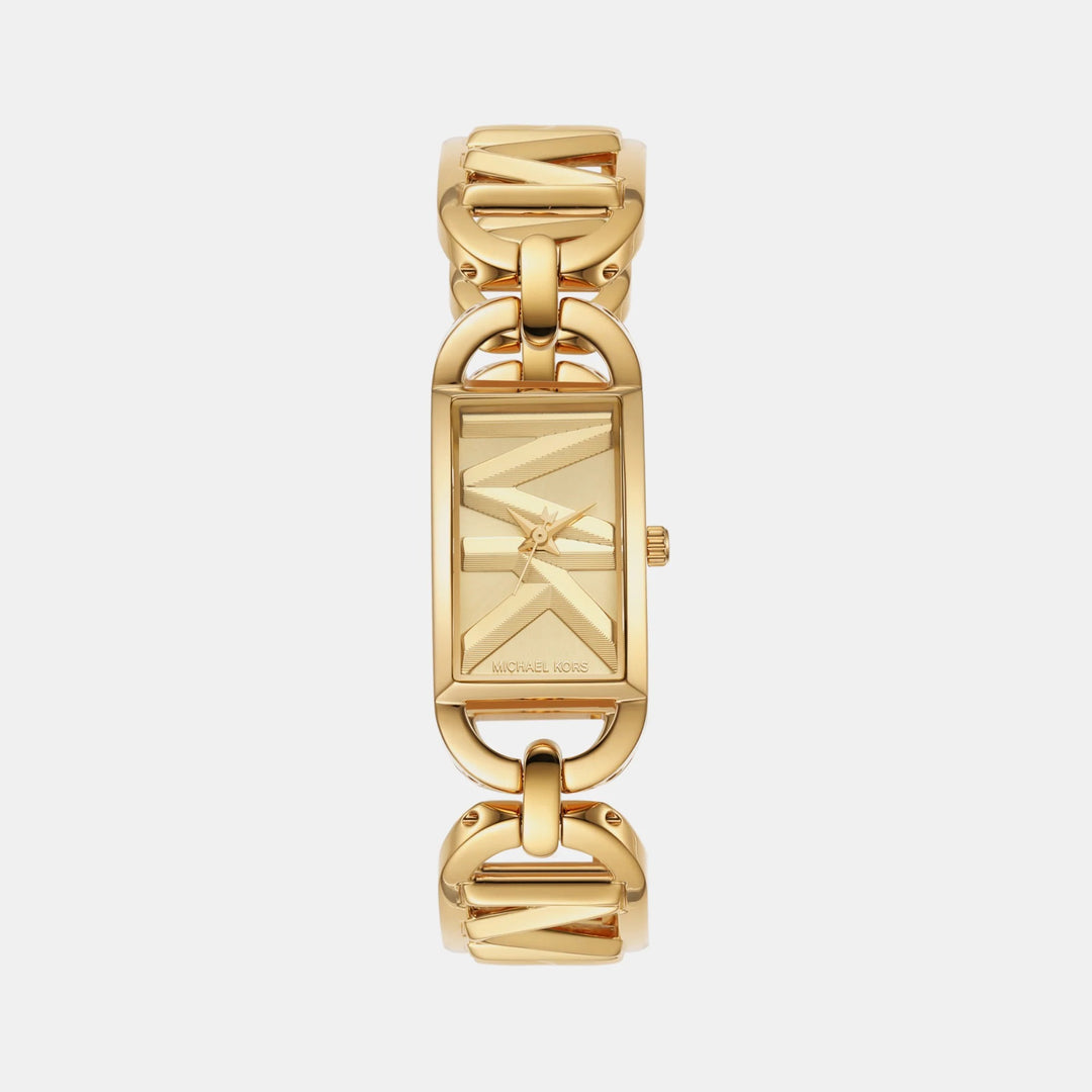 Michael Kors Lennox MK7406 Pavé Logo Gold-Tone Women&