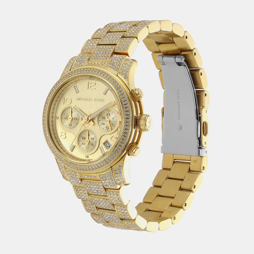 Michael Kors Sage MK7435 Gold-Tone Pavé Stainless Steel Women&