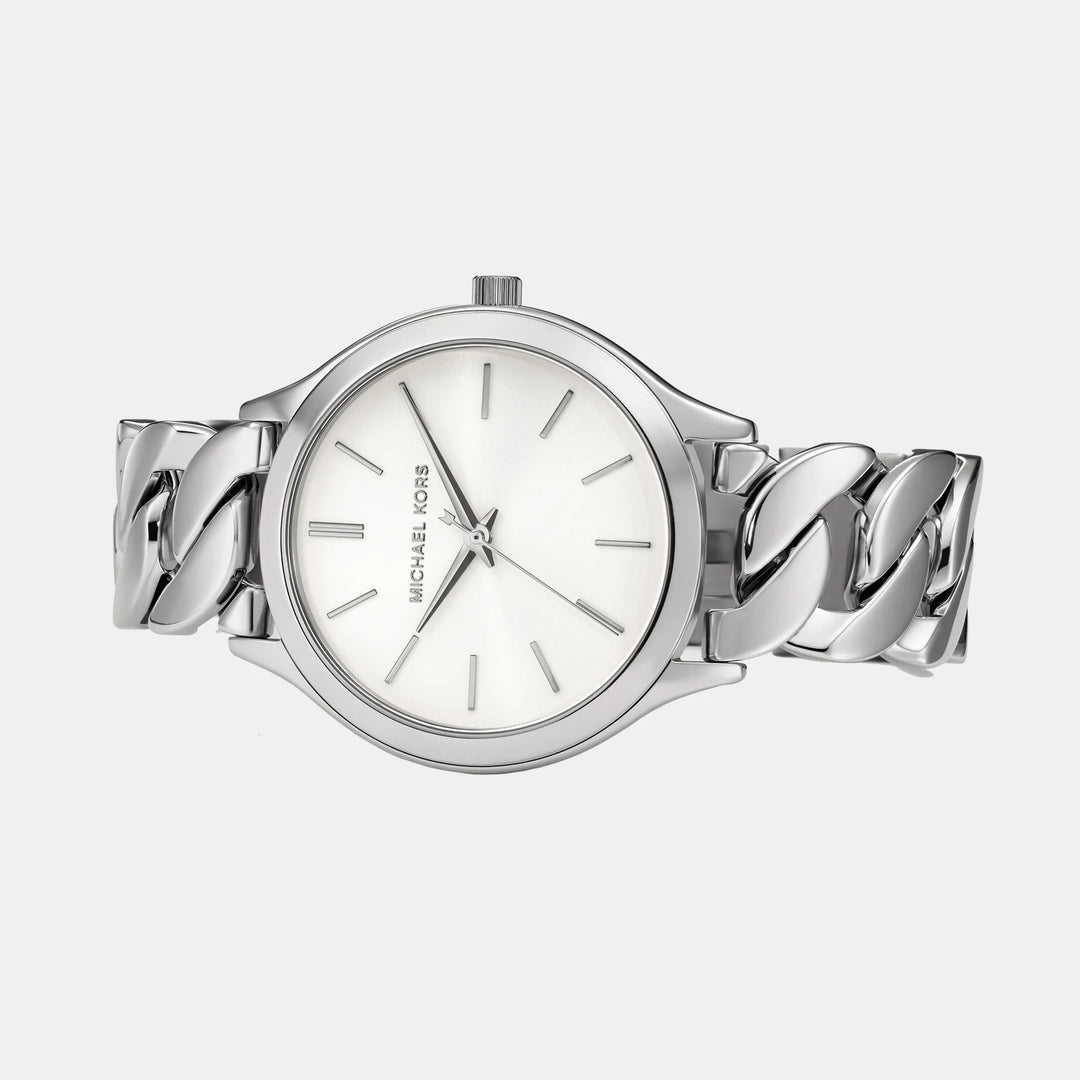 Michael Kors Slim Runway MK7474 Rose Gold-Tone Logo Dial Women&