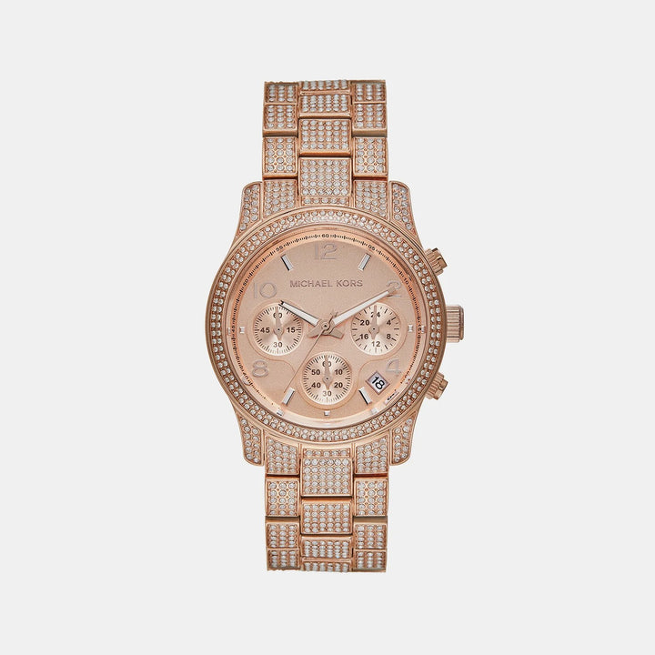 Michael Kors Runway MK7481 Silver-Tone Pavé Center Dial Women&
