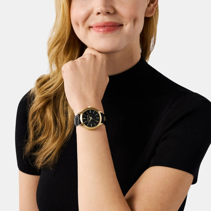 Michael Kors Runway MK7482 Gold-Tone Pavé Center Dial Women&