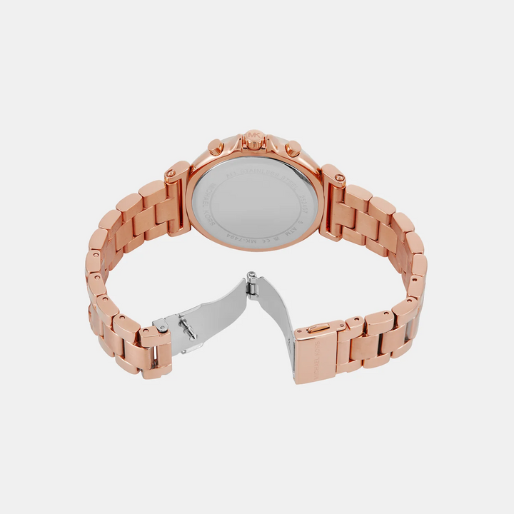 Michael Kors Maren MK7494 Rose Gold-Tone Logo Pavé Women&