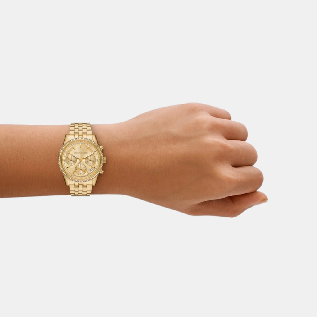 Michael Kors Runway MK7530 Silver-Tone Baguette Bezel Women&