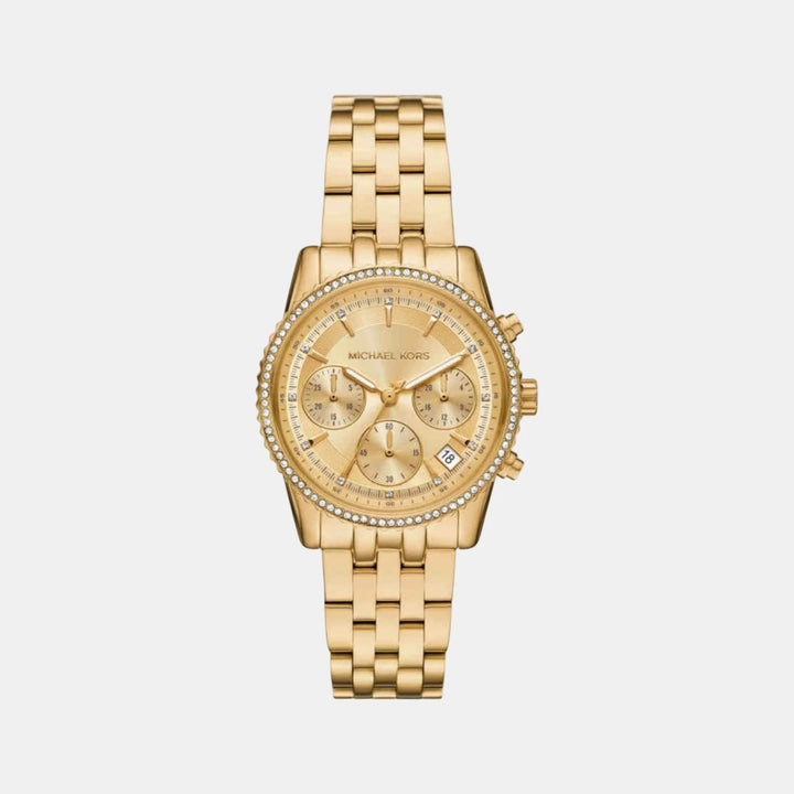 Michael Kors Runway MK7530 Silver-Tone Baguette Bezel Women&