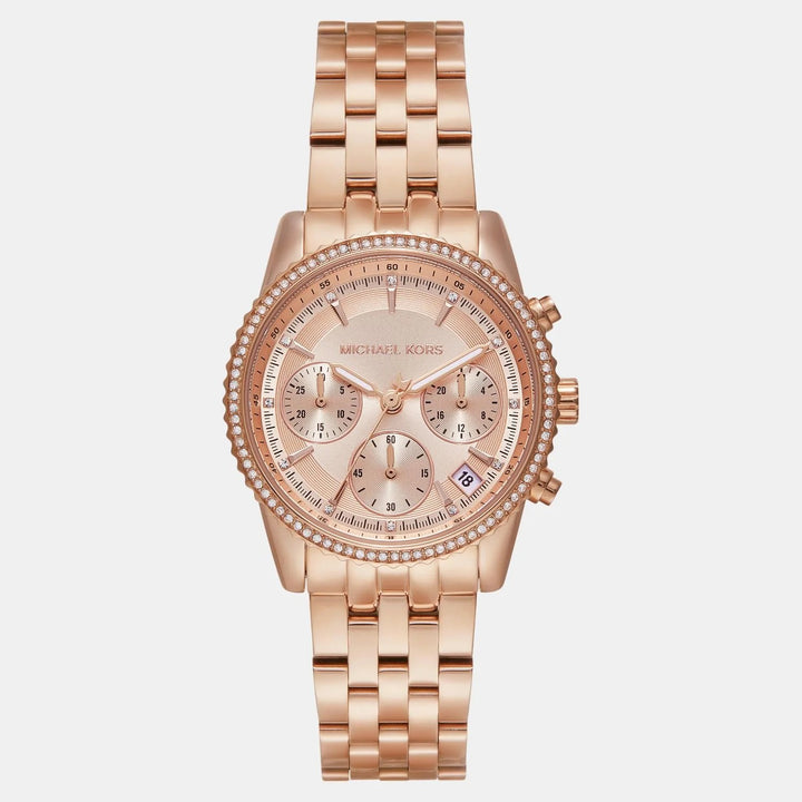 Michael Kors Runway MK7531 Gold-Tone Baguette Bezel Women&