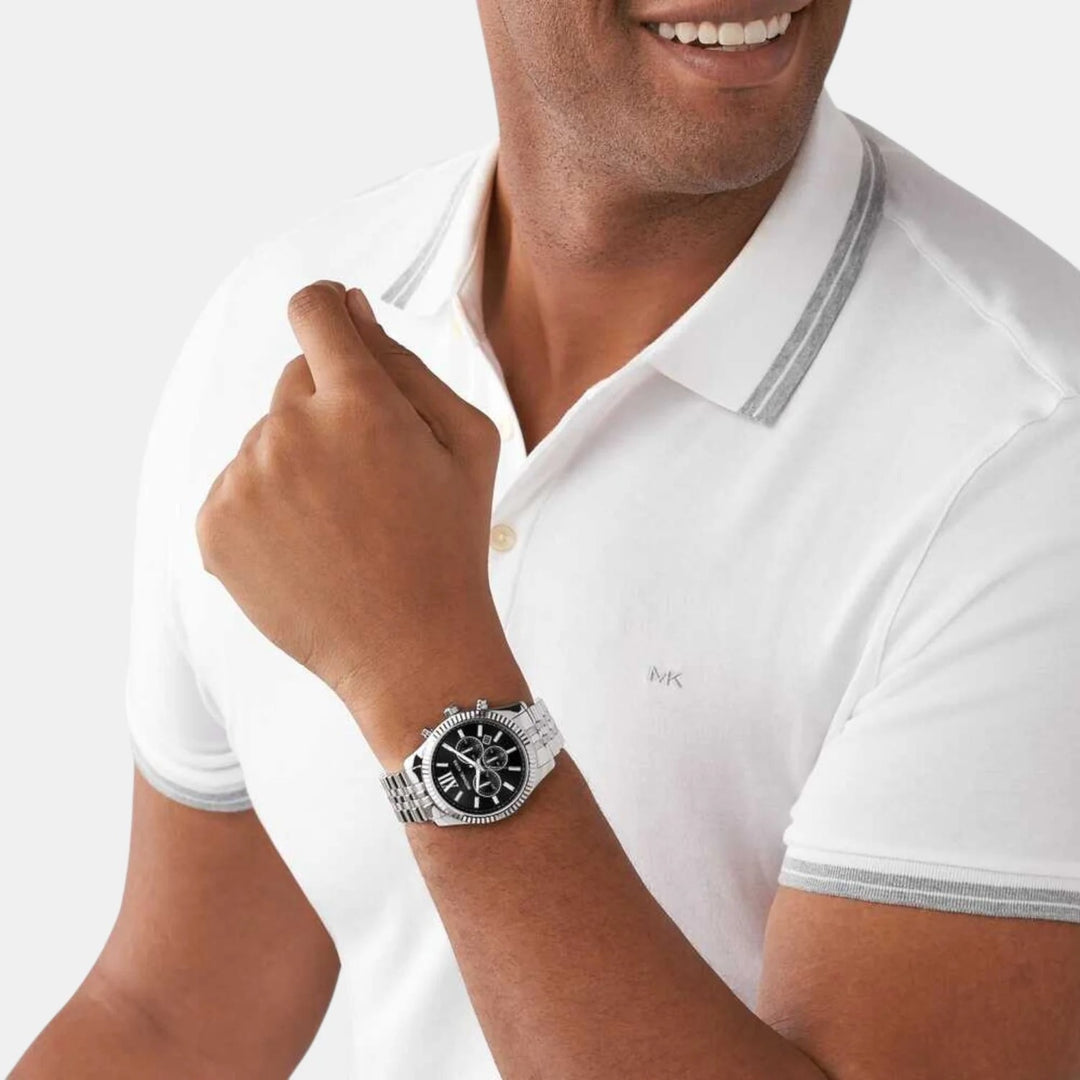 Michael Kors Lexington MK8602 Silver-Tone Chronograph Men&