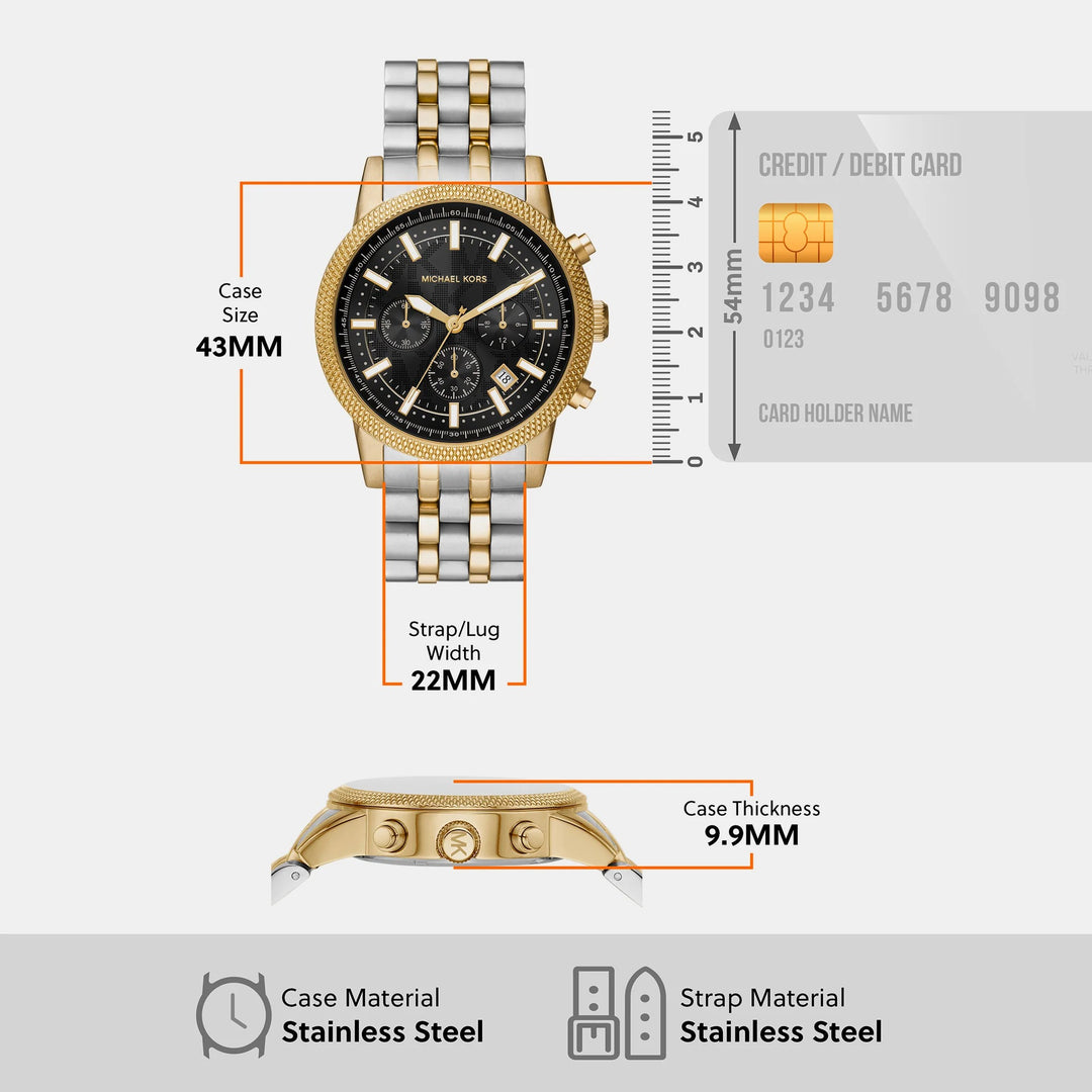 Michael Kors Hutton MK8954 Gold-Tone Stainless Steel Men&