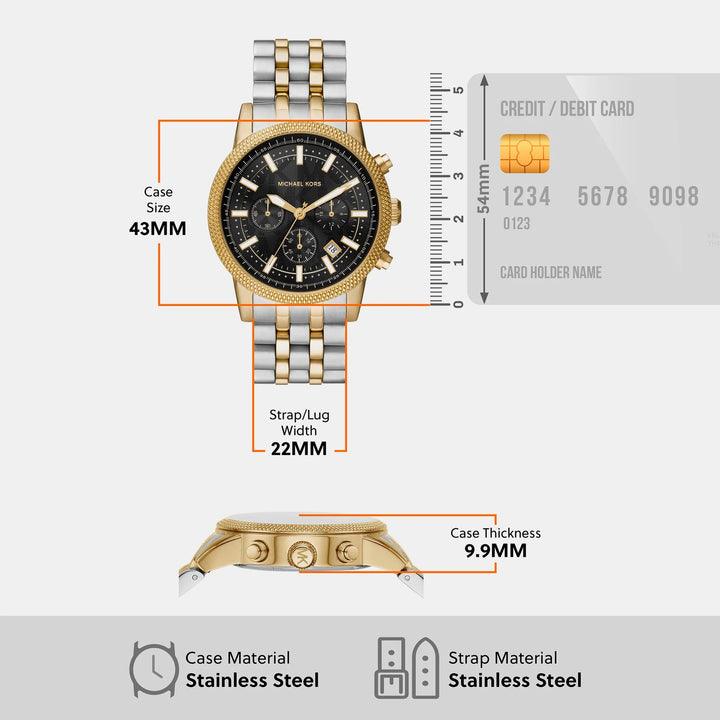 Michael Kors Hutton MK8954 Gold-Tone Stainless Steel Men&