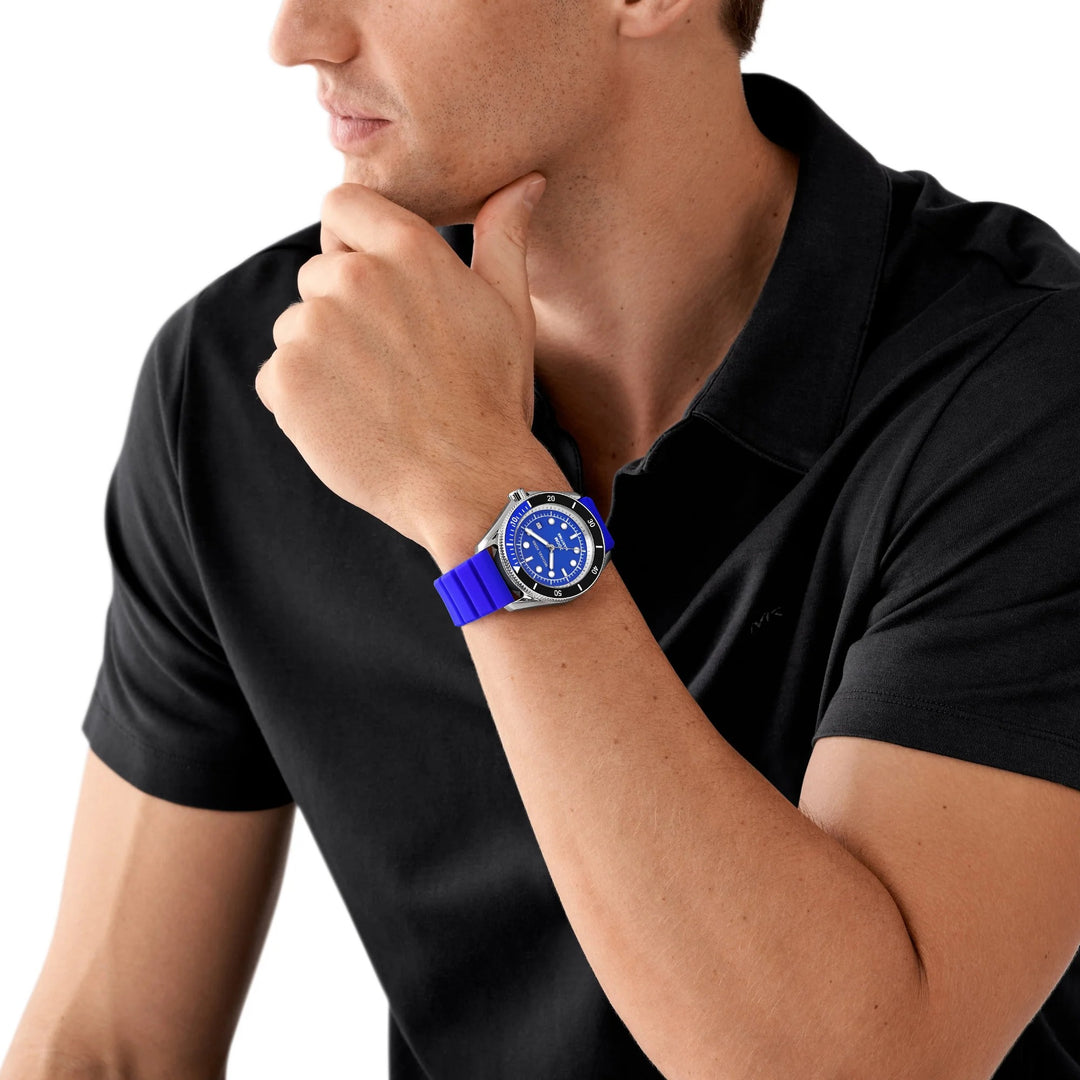 Michael Kors Maritime MK9156 Black Dial Black Leather Men&