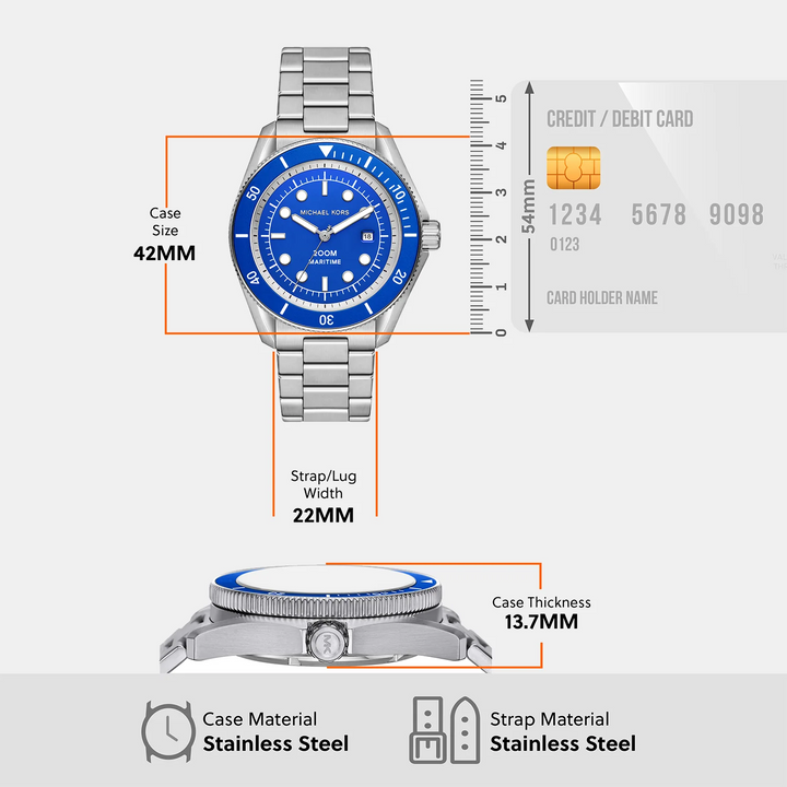 Michael Kors Maritime MK9160 Blue Dial Brown Leather Men&