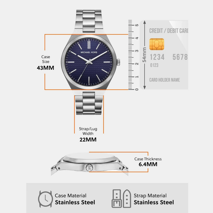 Michael Kors Lennox MK9227 Blue Silicone Strap Men&