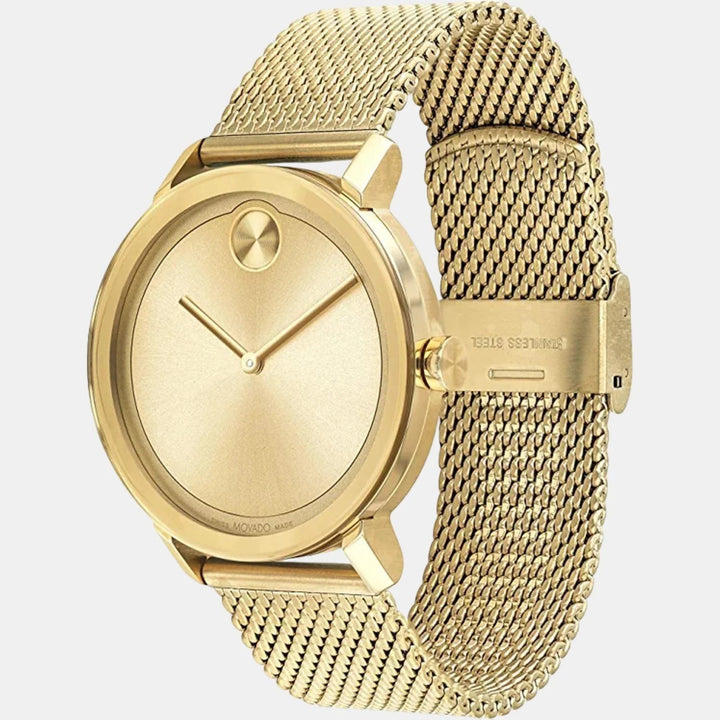 Movado Bold Evolution 3600791 Men’s Gold Dial Gold Mesh Bracelet Quartz Watch - 3600791