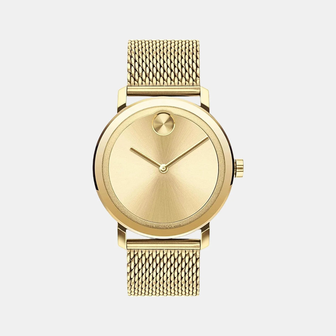 Movado Bold Evolution 3600791 Men’s Gold Dial Gold Mesh Bracelet Quartz Watch - 3600791