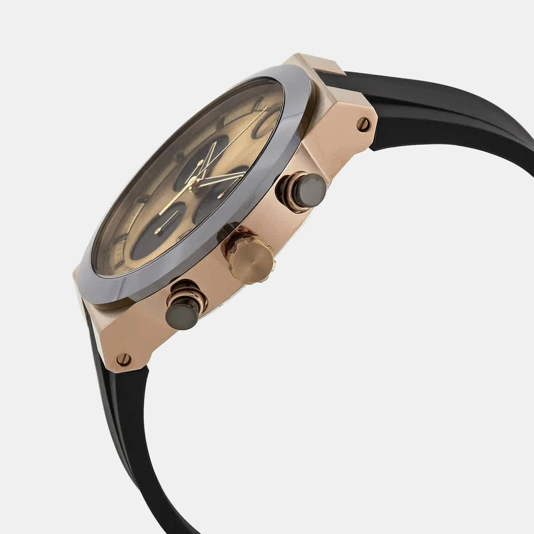 Movado Bold Fusion 3600854 Men’s Rose Gold Dial Black Silicone Strap Quartz Chronograph Watch - 3600854