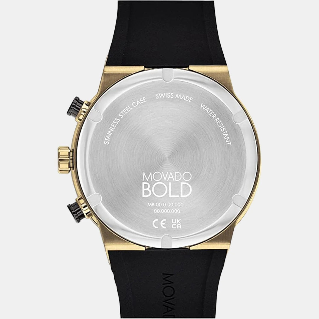 Movado Bold Fusion 3600855 Men’s Black Dial Black Silicone Strap Quartz Chronograph Watch - 3600855