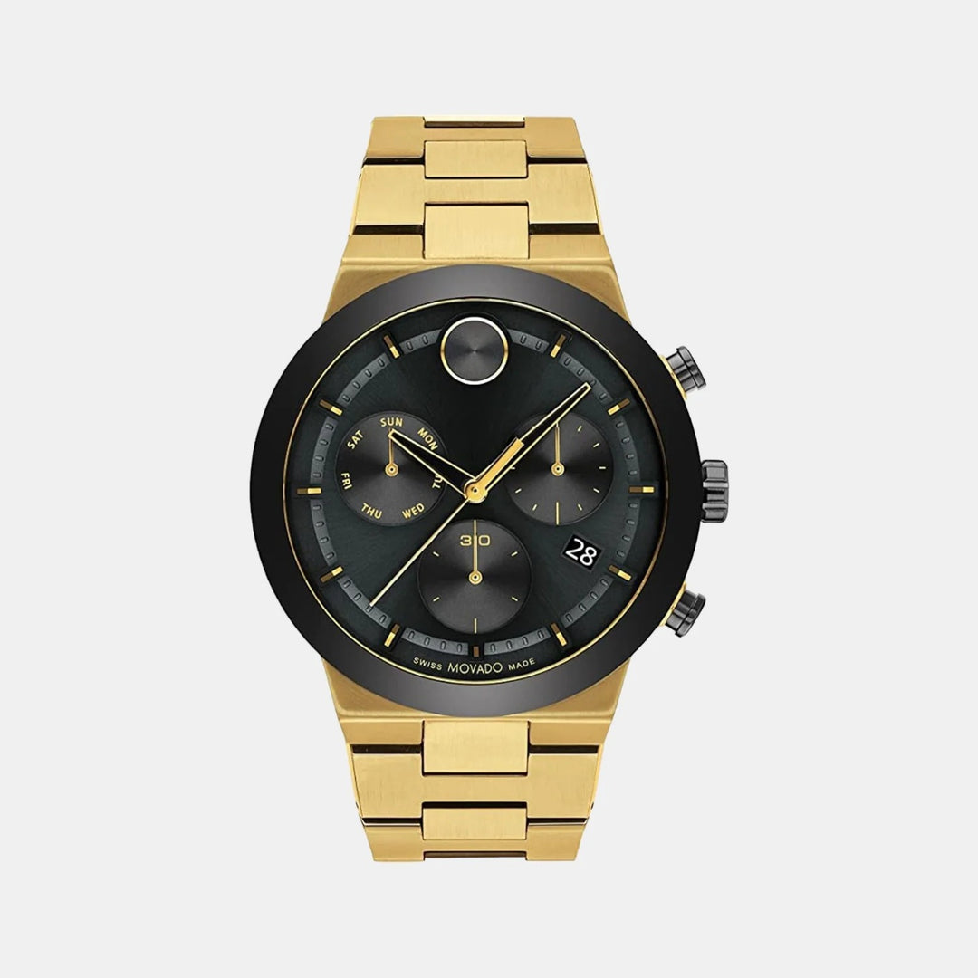 Movado Bold Fusion 3600858 Men’s Black Dial Gold-Tone Stainless Steel Bracelet Quartz Chronograph Watch - 3600858