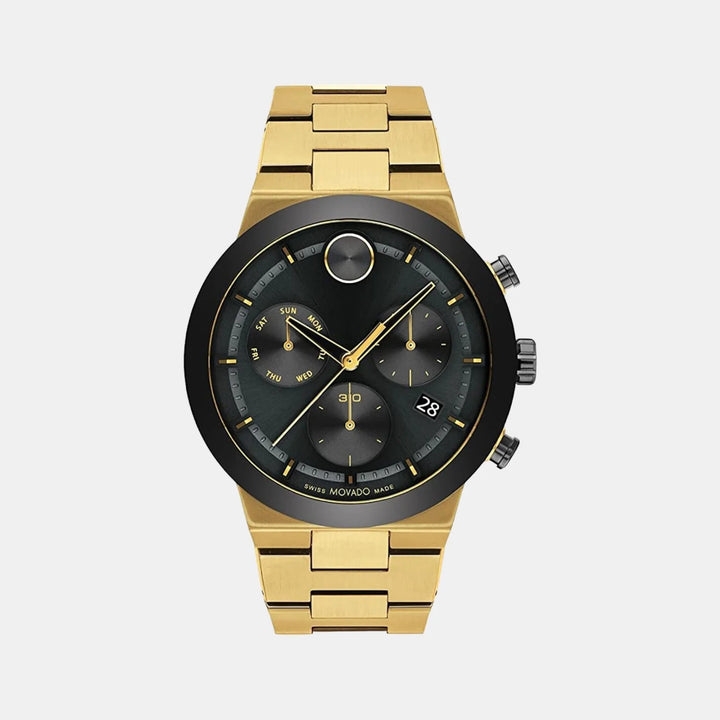 Movado Bold Fusion 3600858 Men’s Black Dial Gold-Tone Stainless Steel Bracelet Quartz Chronograph Watch - 3600858