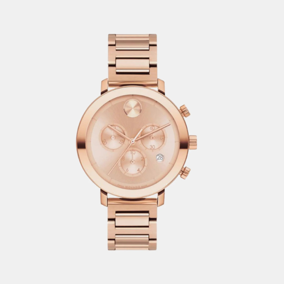 Movado Bold Evolution 3600886 Women’s Rose Gold Dial Stainless Steel Bracelet Quartz Chronograph Watch - 3600886
