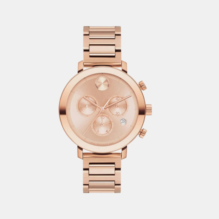 Movado Bold Evolution 3600886 Women’s Rose Gold Dial Stainless Steel Bracelet Quartz Chronograph Watch - 3600886