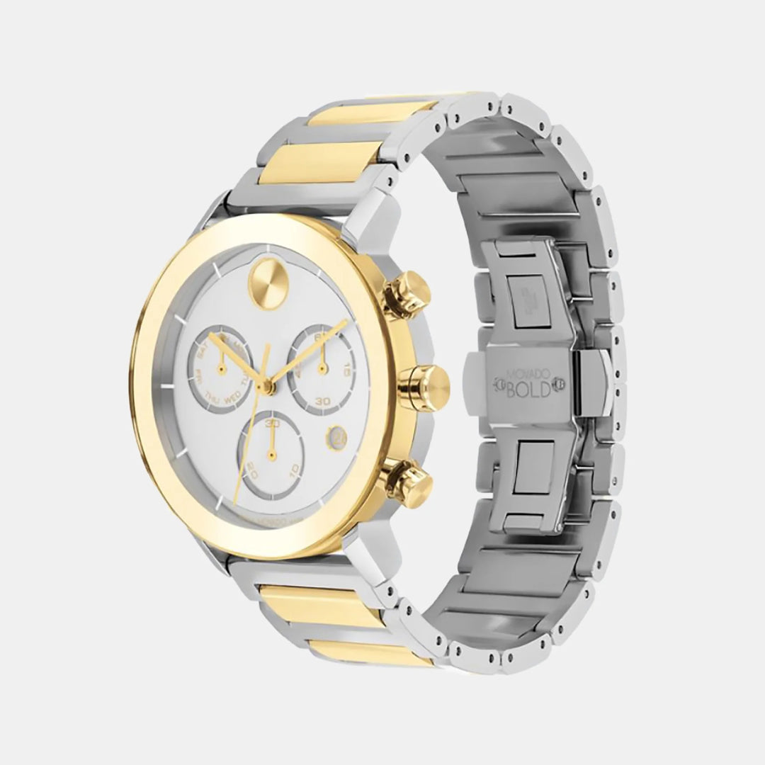 Movado Bold Evolution 3600888 Men’s Silver Dial Stainless Steel Bracelet Quartz Chronograph Watch - 3600888