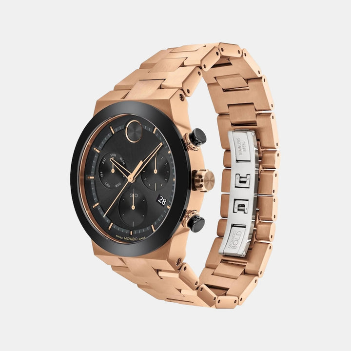 Movado Bold Fusion 3600898 Men’s Black Dial Stainless Steel Bracelet Quartz Chronograph Watch - 3600898