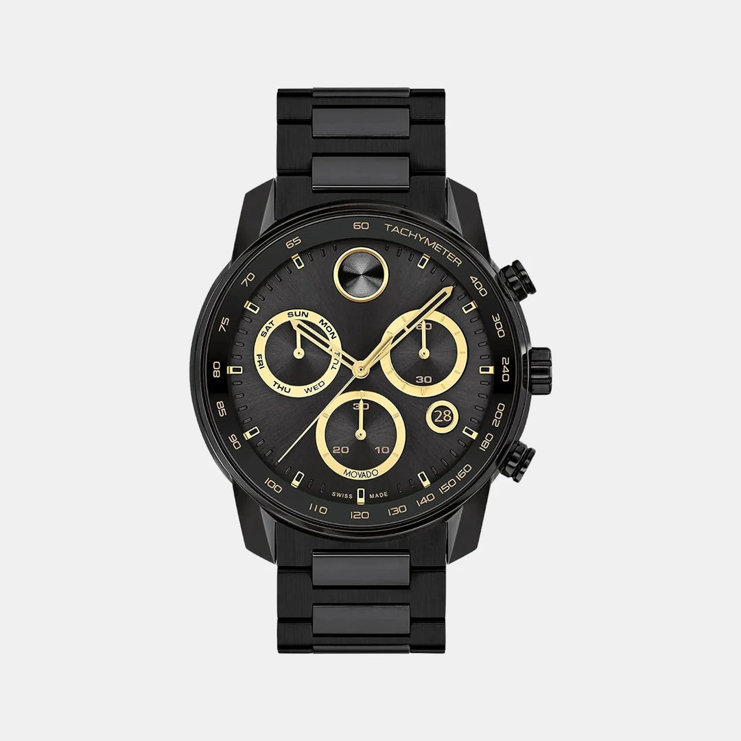 Movado Bold Verso 3600906 Men’s Black Dial Stainless Steel Bracelet Quartz Chronograph Watch - 3600906