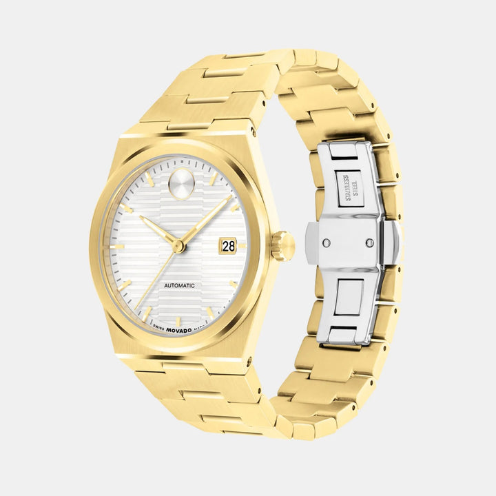 Movado Bold Quest 3600943 Men’s White Dual-Texture Dial Stainless Steel Integrated Bracelet Automatic Watch - 3600943