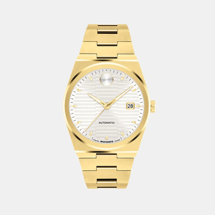 Movado Bold Quest 3600943 Men’s White Dual-Texture Dial Stainless Steel Integrated Bracelet Automatic Watch - 3600943