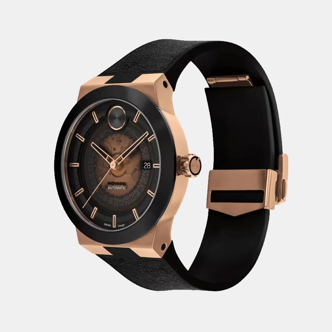 Movado Bold 3600947 Men’s Transparent Dial Brown Leather Strap Automatic Watch - 3600947