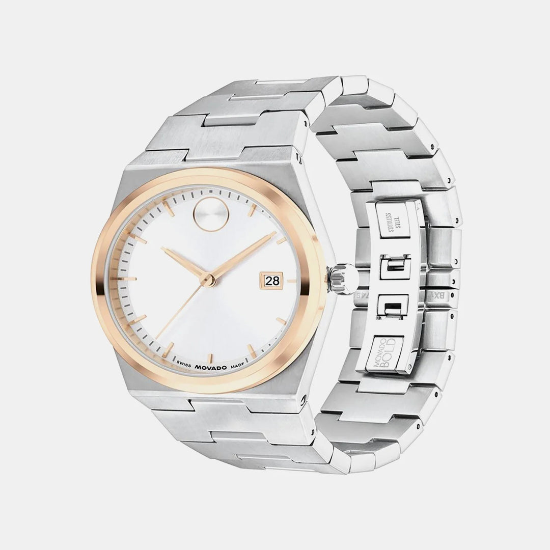 Movado Bold Quest 3600972 Men’s Two-Tone Silver / White Dial Stainless Steel Bracelet Quartz Watch - 3600972