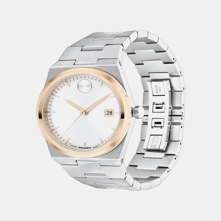Movado Bold Quest 3600972 Men’s Two-Tone Silver / White Dial Stainless Steel Bracelet Quartz Watch - 3600972